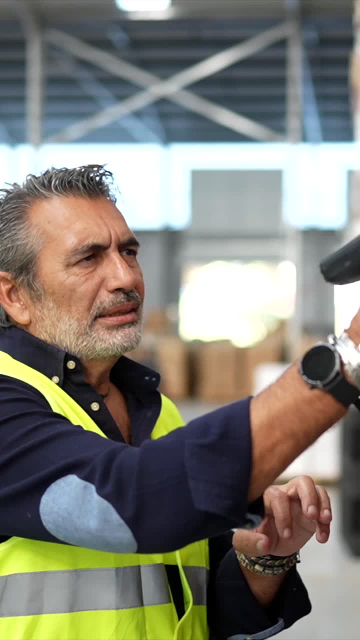Man using barcode scanner in warehouse