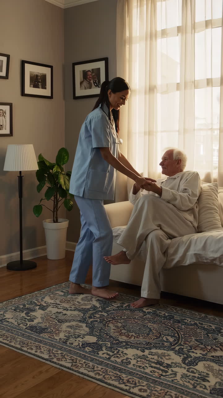 enfermera que asiste a un paciente de edad avanzada