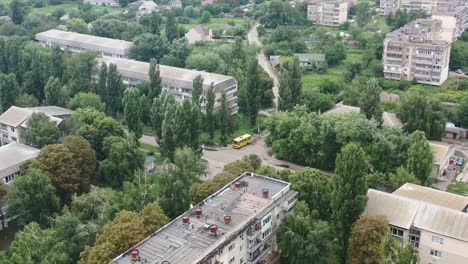 aerial drone video of kalyta town buildings on the border of kyiv oblast and chernihiv oblast ukraine