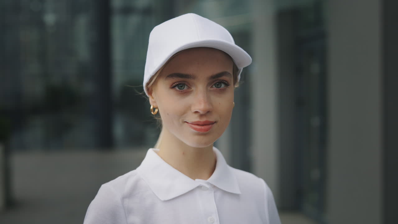 Young woman wearing a white hat and shirt