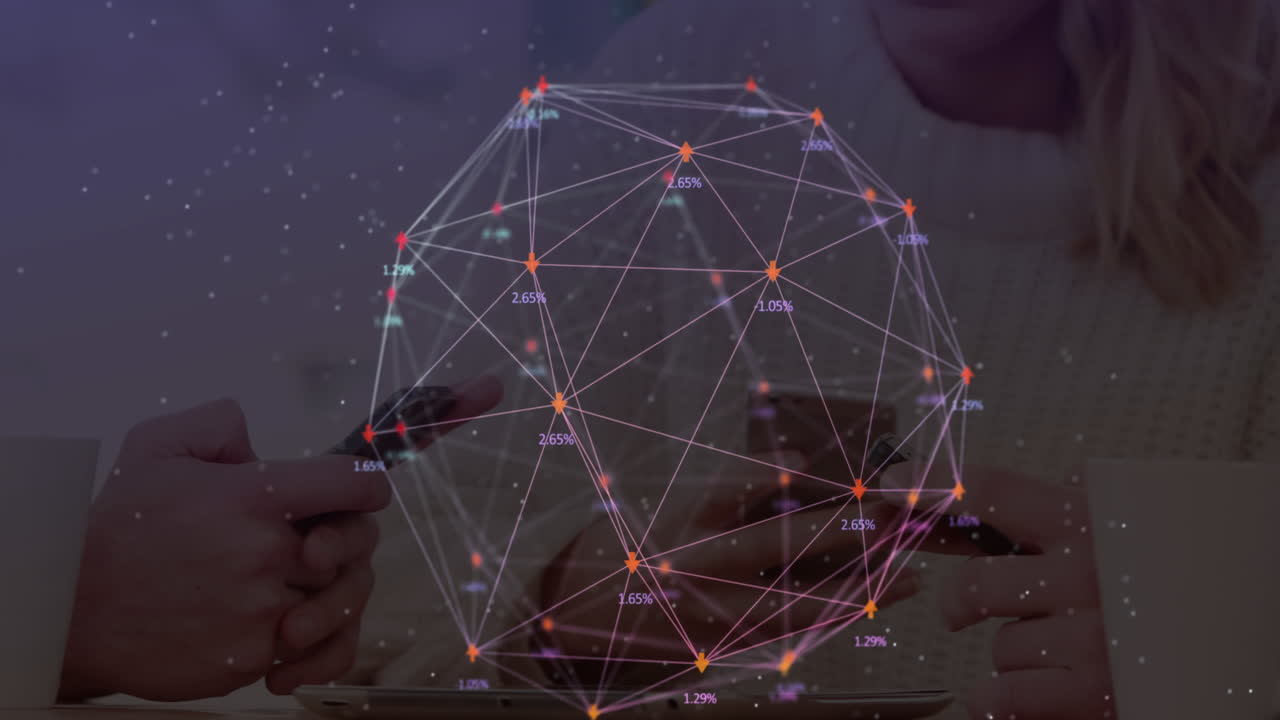 la animación compuesta digital muestra la creación de redes globales entre los usuarios de teléfonos inteligentes.