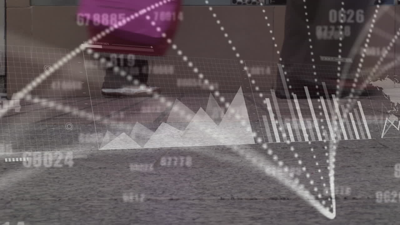 데이터 처리와 도시 풍경에 대한 dna 스트랜드의 애니메이션