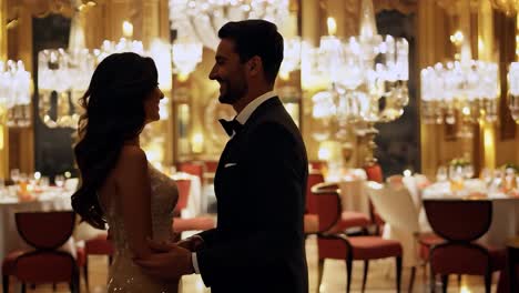 a romantic couple dancing at a wedding reception