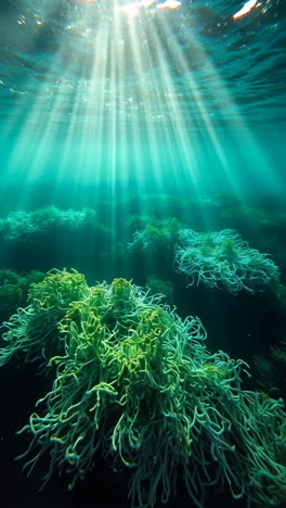 sunlit underwater scene with vibrant marine life