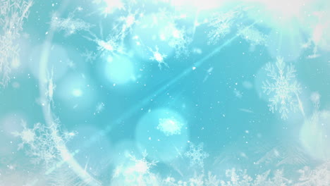 animation of snowflakes falling over blue background