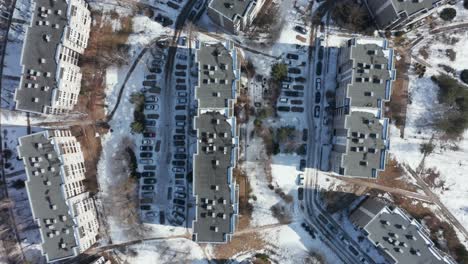 Residential-Apartment-Buildings-Block-of-Flats-of-Soviet-Period-Aerial-Drone-Top-View-in-Vilnius