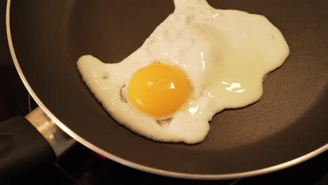 frying egg in a teflon pan - closeup