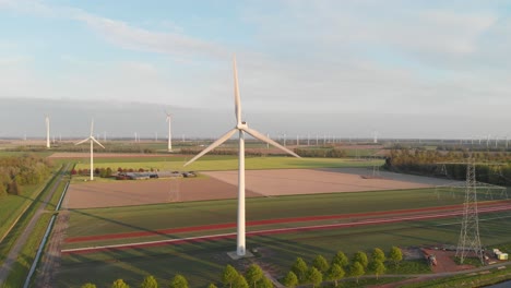 picturesque view of wind turbines in the farm fields of flevoland in netherlands, europe