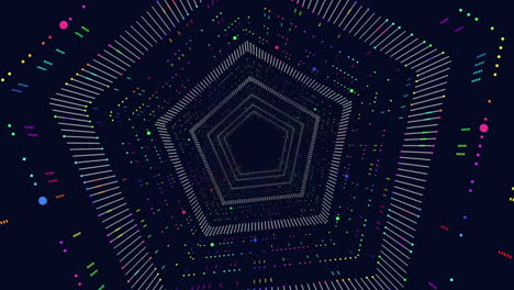 futuristische sechsecke mit neonpunkten und linien im schwindel auf dunklem gradienten