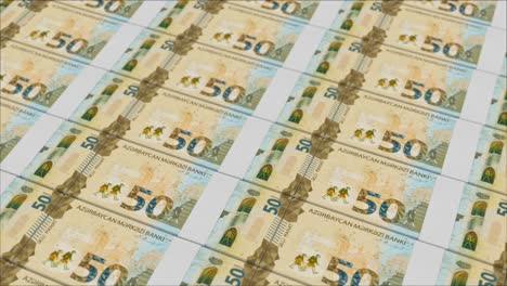 50 azerbaijani manat banknotes printed by a money press