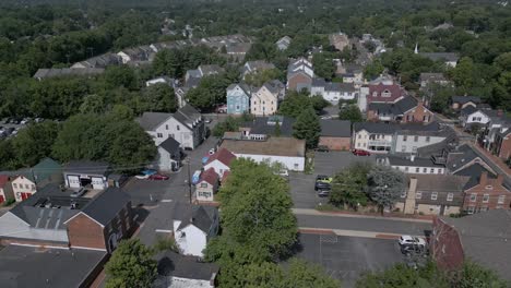 drone over leesburg's downtown and townhomes