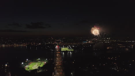 aerial footage from the astoria park in queens, ny for the firework show 2018