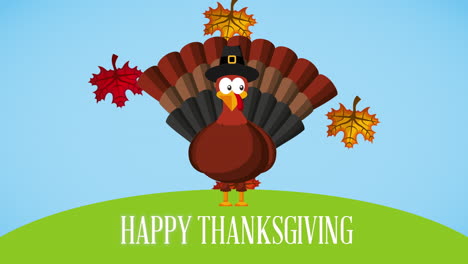 happy thanksgiving celebration with turkey