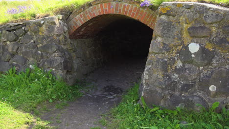 a view of an old and ancient underground tunnel of a fortress