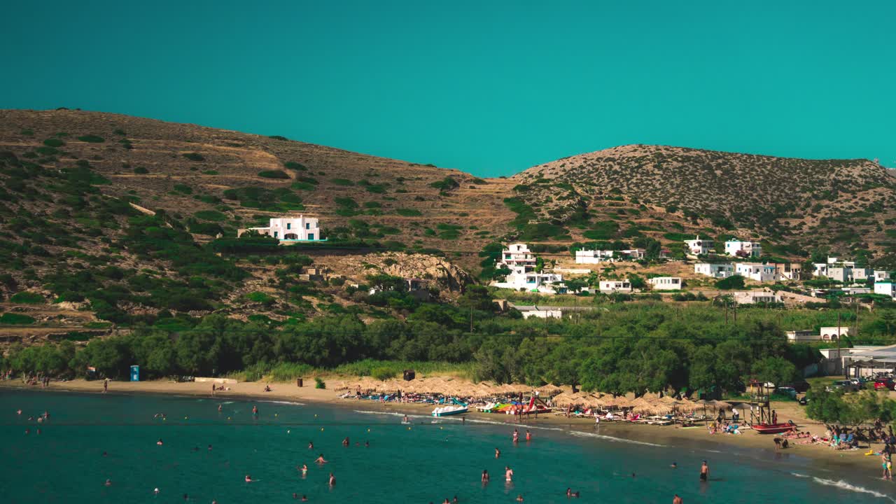 Timelapse of a small beach in a Greek island during summer