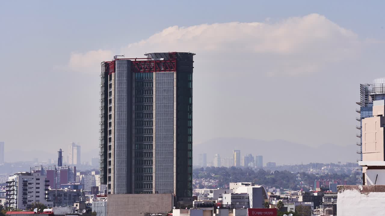 timelapse del edificio del rascacielos de la ciudad de méxico, tiro fijo del día del horizonte del paisaje urbano