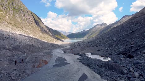 Swiss-dam-with-a-lake-and-blue-sky