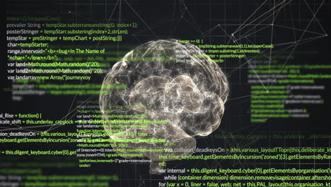 animación del cerebro digital y el procesamiento de datos sobre un fondo negro
