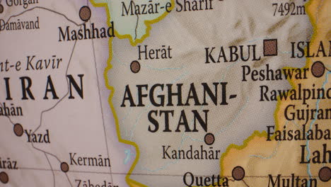 close-up view of afghanistan on a world map