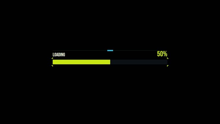 Digital Loading Progress Bar Filling Up on Black Background