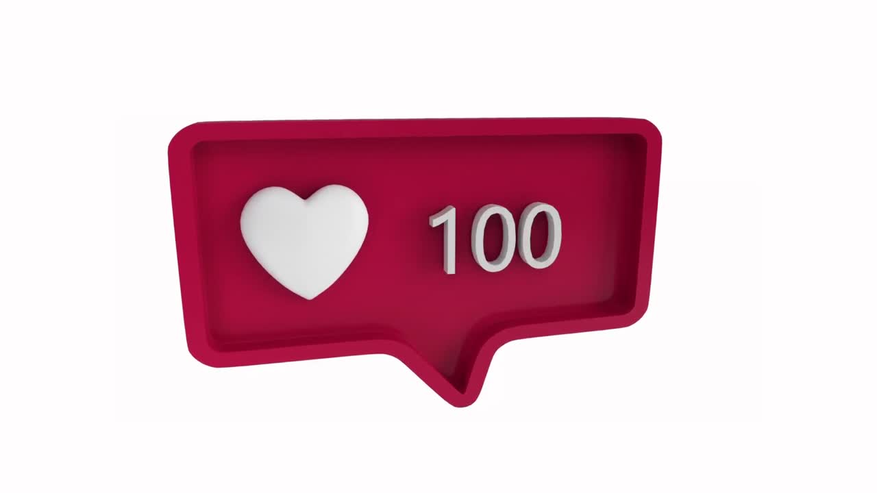Ícone de coração com números aumentando nas redes sociais
