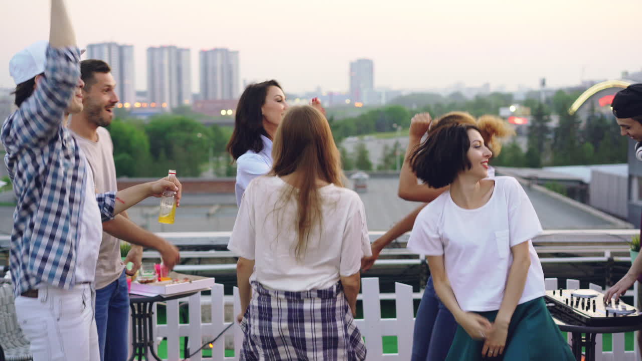 Rooftop Party with Friends in the City