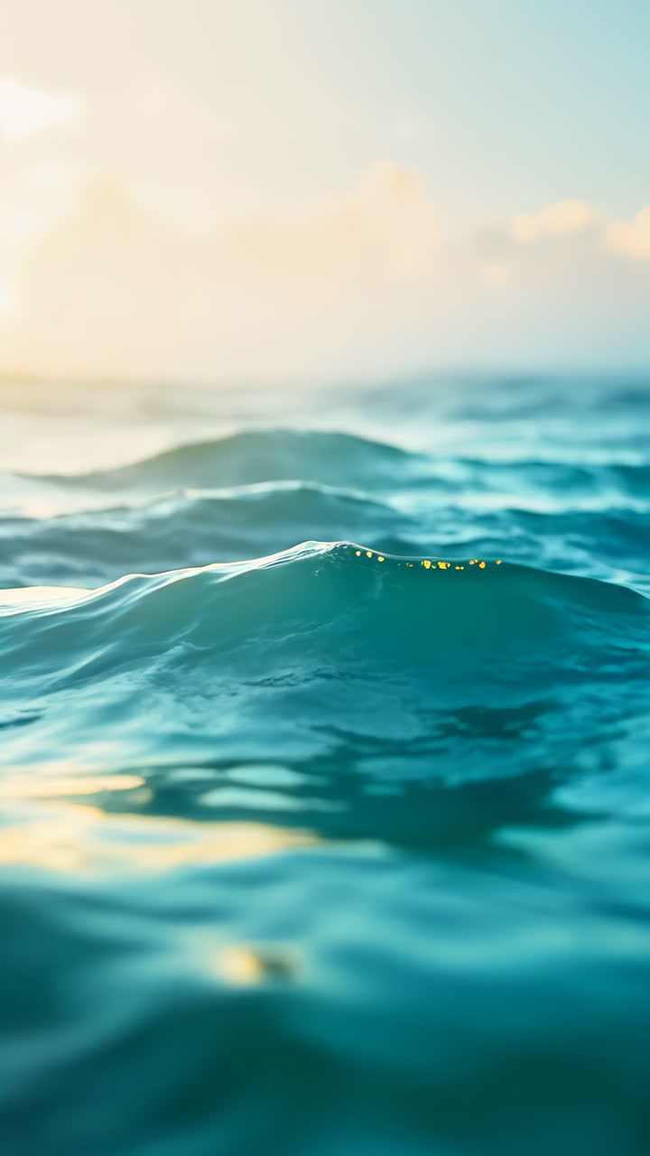 Sunlight reflects on tranquil ocean waves | Premium Stock Video Footage