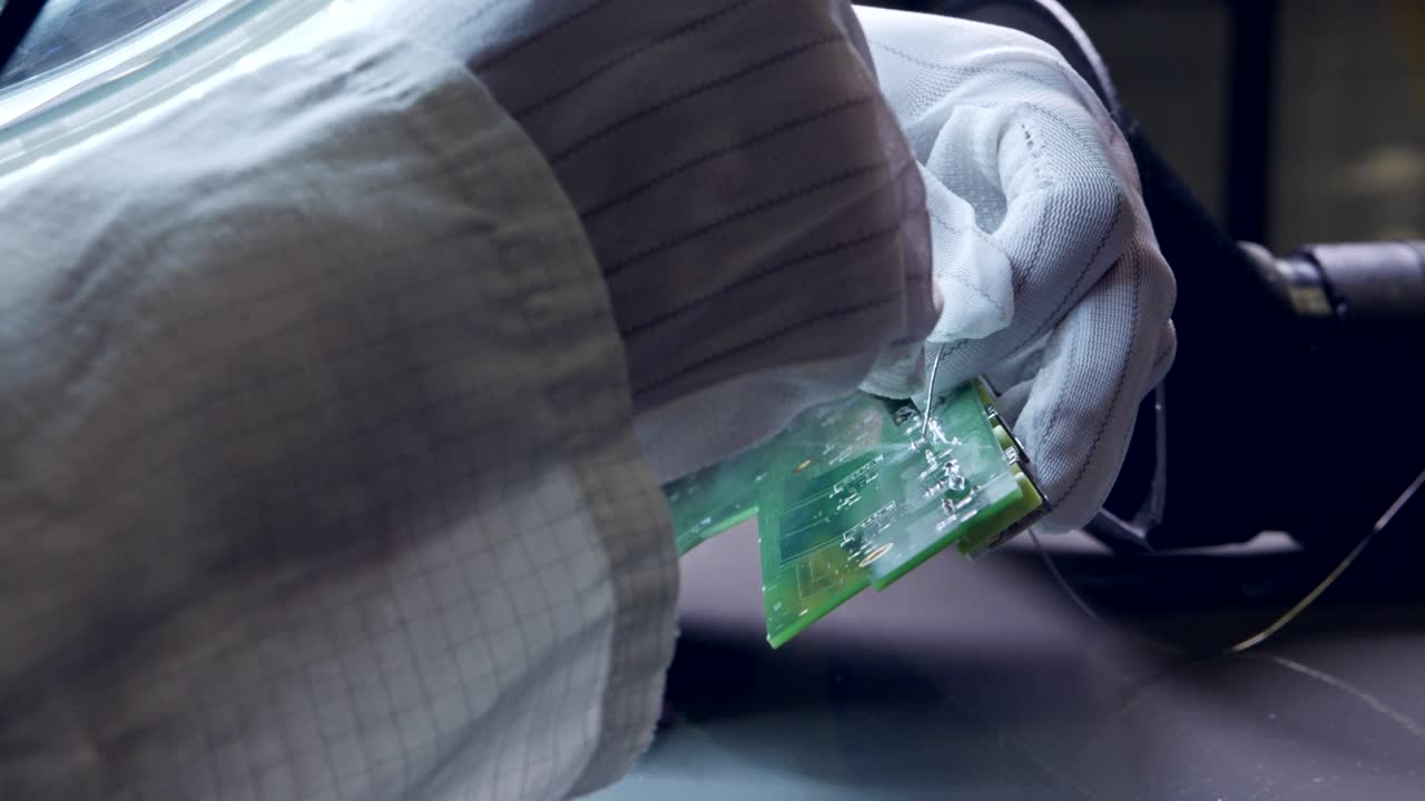 보드에 전자 부품의 수동 용접을 마무리합니다.