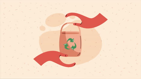 saco ecológico con animación de flechas de reciclaje