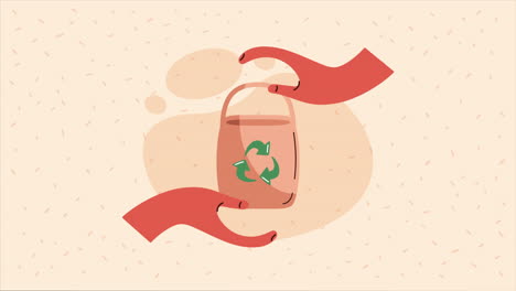 eco friendly sack with recycle arrows animation