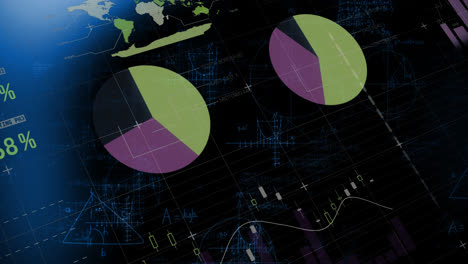 animación del procesamiento de datos financieros sobre un fondo oscuro