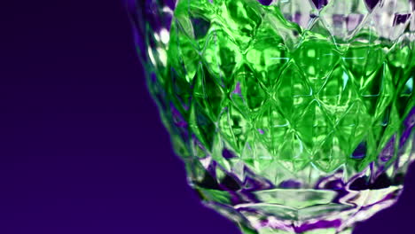 close-up of a green glass