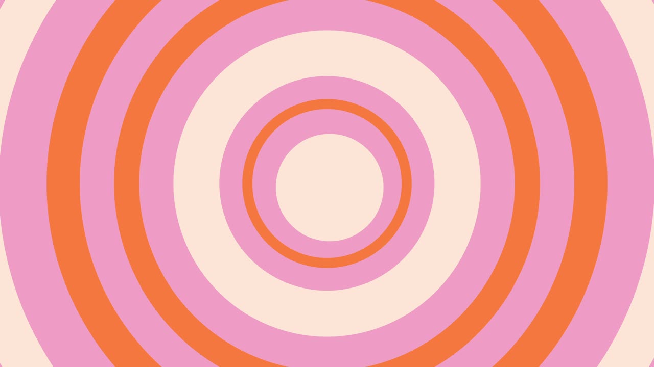 Abstract animated background with pink and orange colored pulsing concentric circles and trembling center