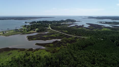 drone flight towards mobjack bay near gloucester virginia