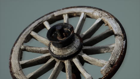 handmade rustic vintage wooden wheel used in medieval wagons