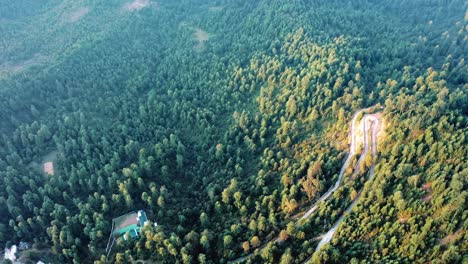 4k drone footage, aerial view of patriata murree, lush green pine trees forest landscape and patriata chairlift, new murree, punjab, pakistan, 4k forest videos,