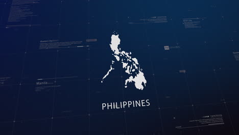 philippines country map comes to life with cinematic panning, unveiling key details, the capital, and slogan, providing an engaging background for corporate and commercial use