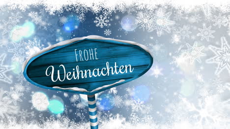 frohe weihnachten written written on blue sign board