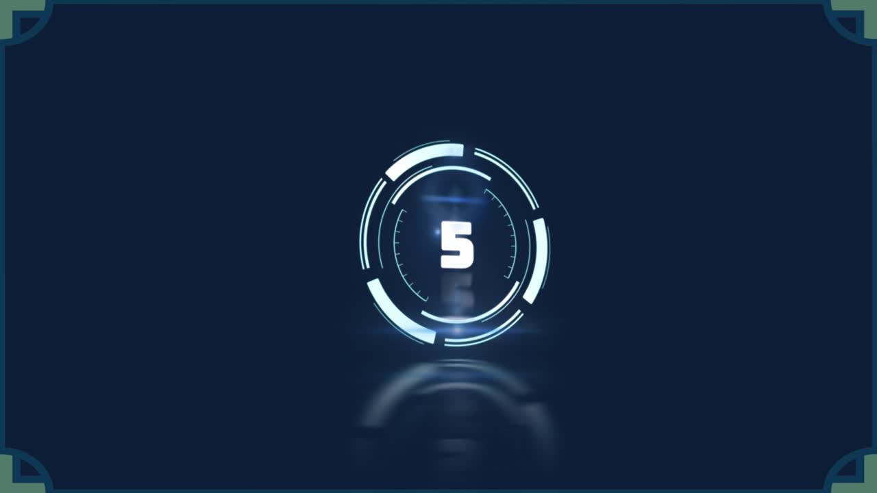 Animation of countdown from 10 to 0 in loading circles against black background