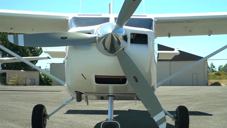 small airplane propeller front close up at the airport