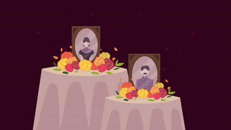 day of the dead altar with portraits