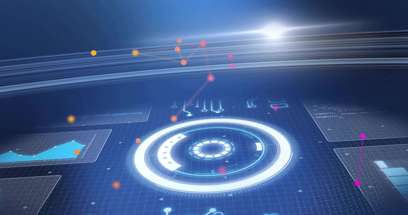 Animation of scope scanning and data processing over screens
