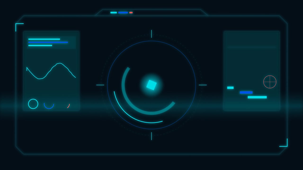 Futuristic Digital HUD Interface with Rotating Radar Scan