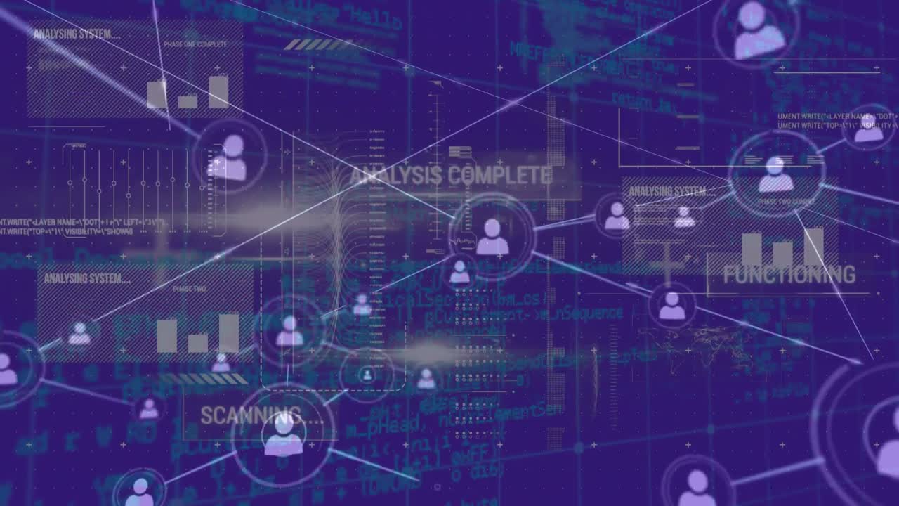 Profile icons and a digital interface with program codes