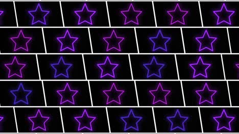 pulsing neon purple stars pattern in rows 7