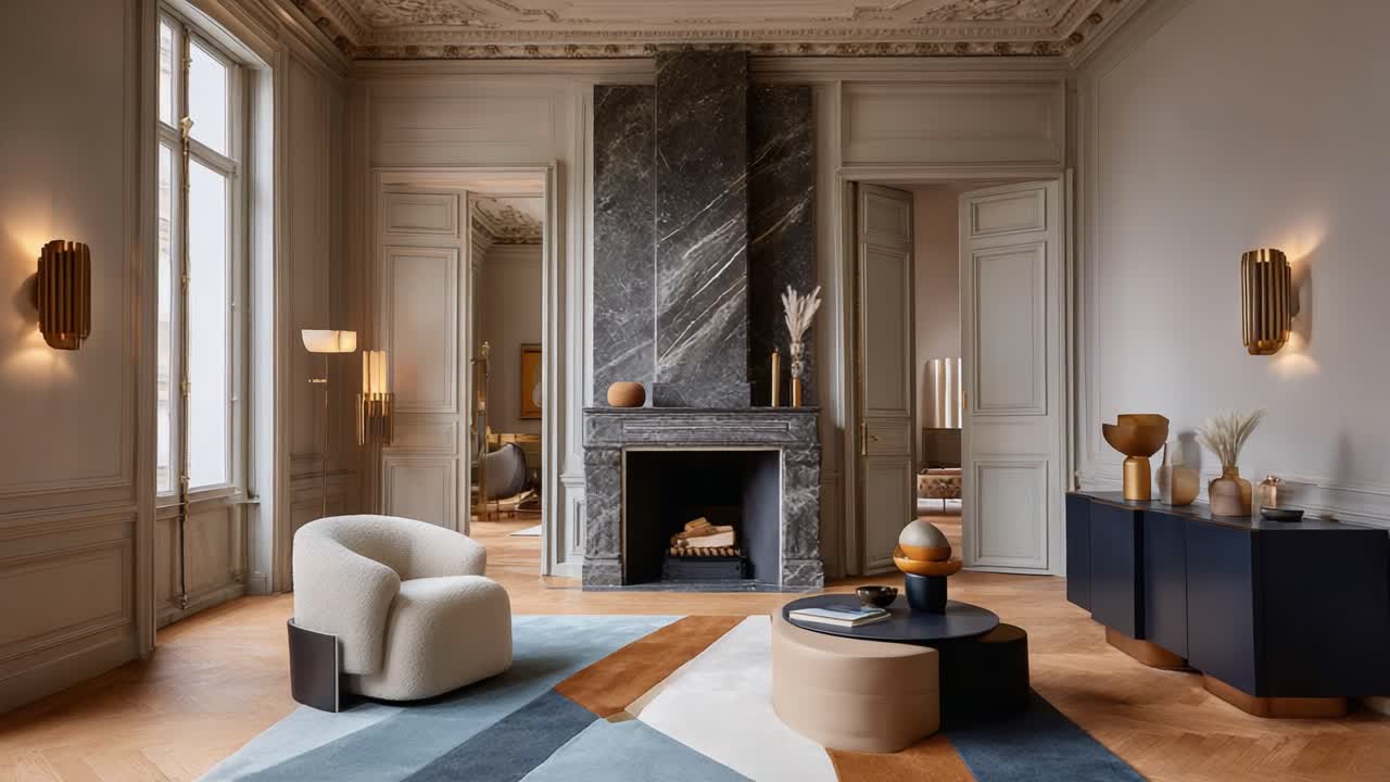 Elegant and Contemporary Living Room Design Featuring Stylish Furniture and Sophisticated Color Palette, Showcasing a Balance of Comfort and Aesthetic Appeal