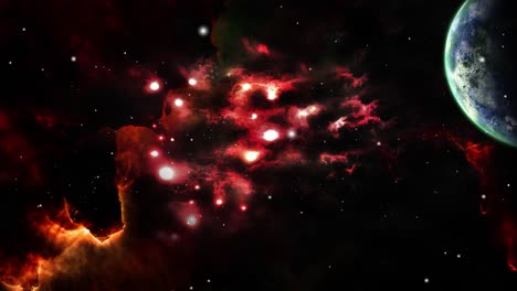 nubes nebulosas y planetas en las profundidades del espacio, universo
