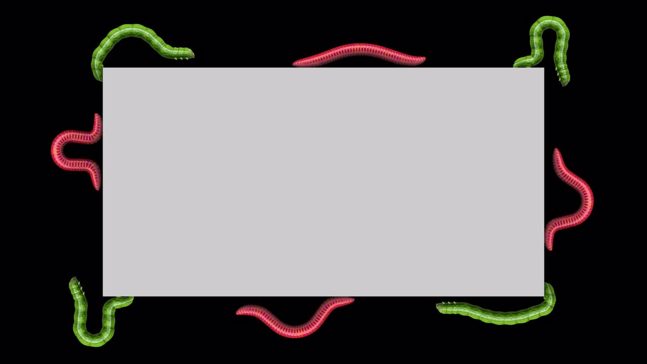 회색 직사각형의 애벌레와 벌레, 루핑 3d 애니메이션