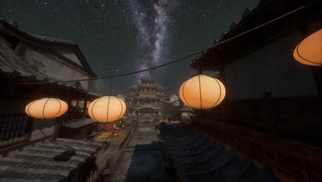 a night view of a traditional chinese town