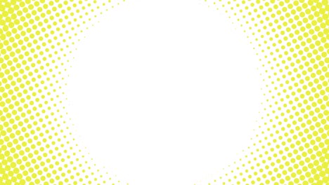borde redondo de medio tono abstracto con puntos amarillos en un fondo blanco. gráficos de movimiento de paleta de colores de moda